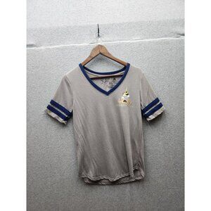 Walt Disney World 50th Anniversary Minnie Mouse V-Neck Womens T-Shirt Gray & Blu